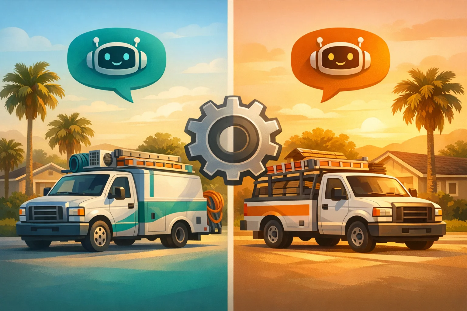 Two different business trucks with AI adapting to each