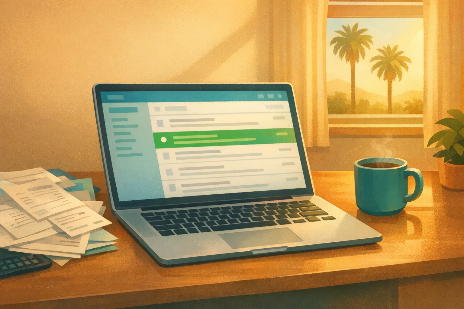 Laptop showing email inbox with new lead notification